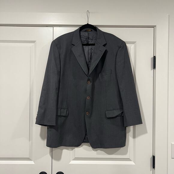 Brooks Brother 346 Stretch Men's Sports Jacket Grey Wool Size 48R - Picture 1 of 9